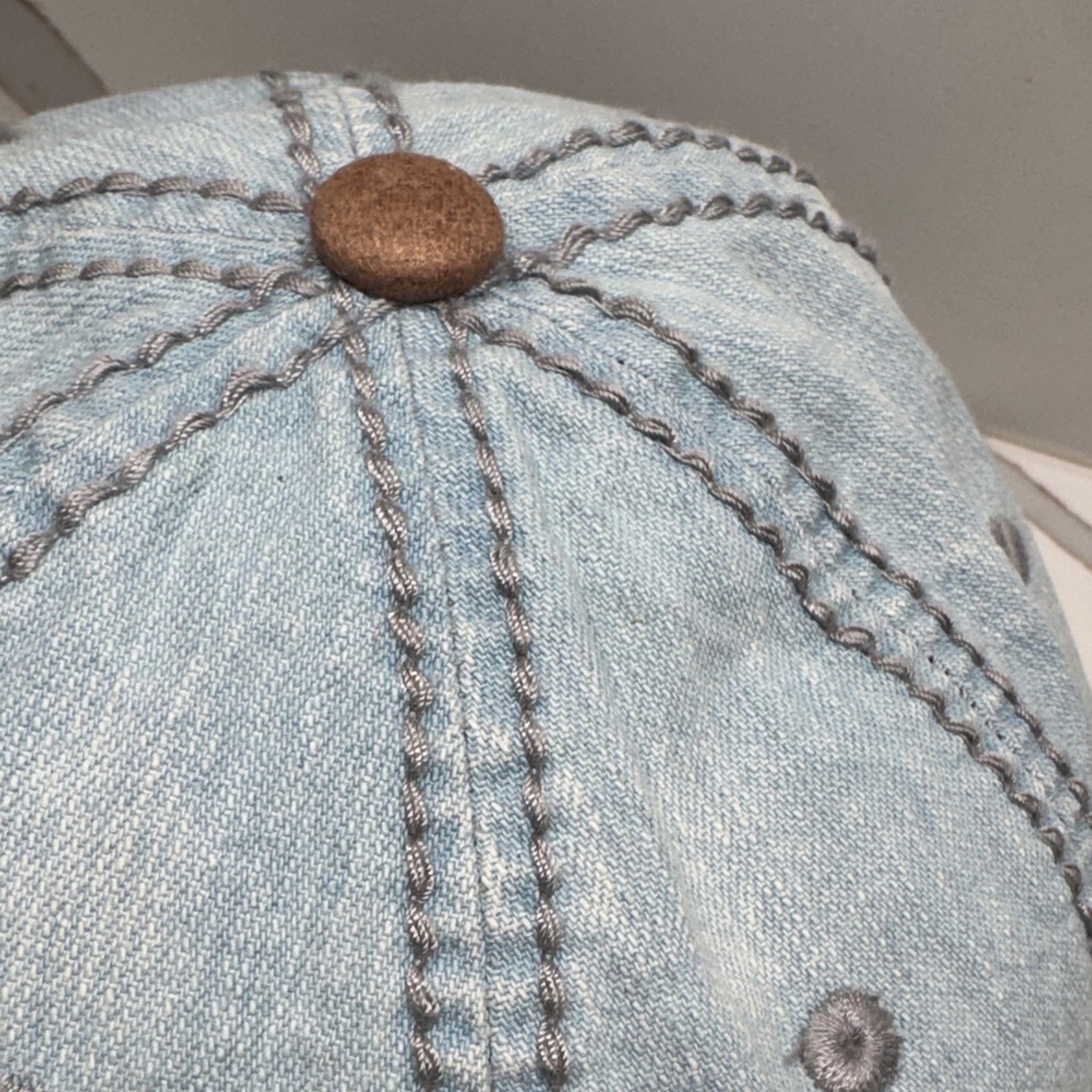 Chapel Hats Embellished Denim and Tan Cap NWT - Picture 6 of 11